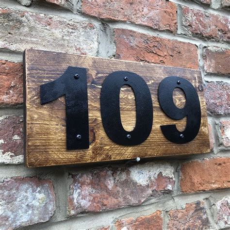 free-standing wood and metal house numbers plaque|5 inch wooden house numbers.